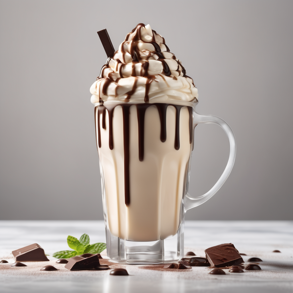 Creamy Milkshake with Chocolate Syrup